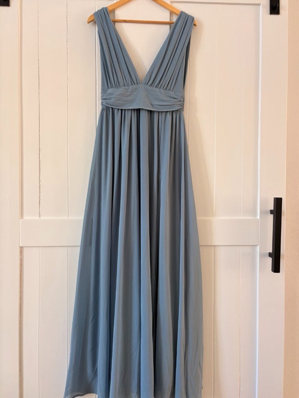 Lulus Dusty Blue V Neck Maxi Dress Size S